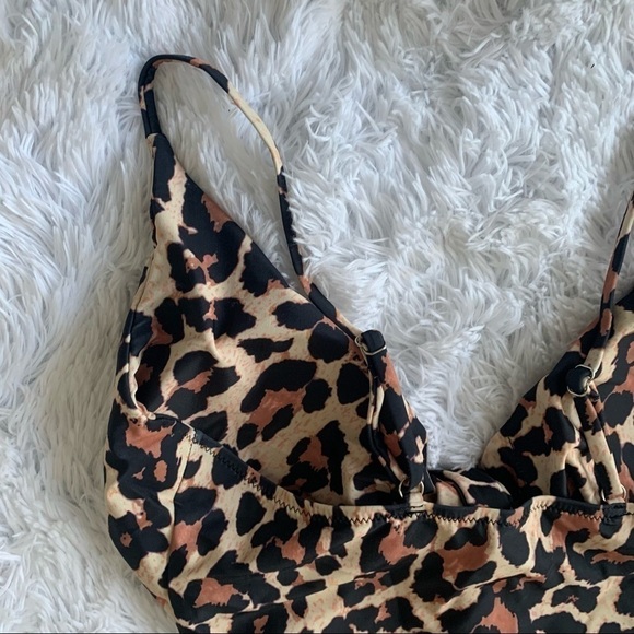 Nwot Animal Print Cut Out Monokini One Piece Bathing Suit High Waist - Picture 6 of 13